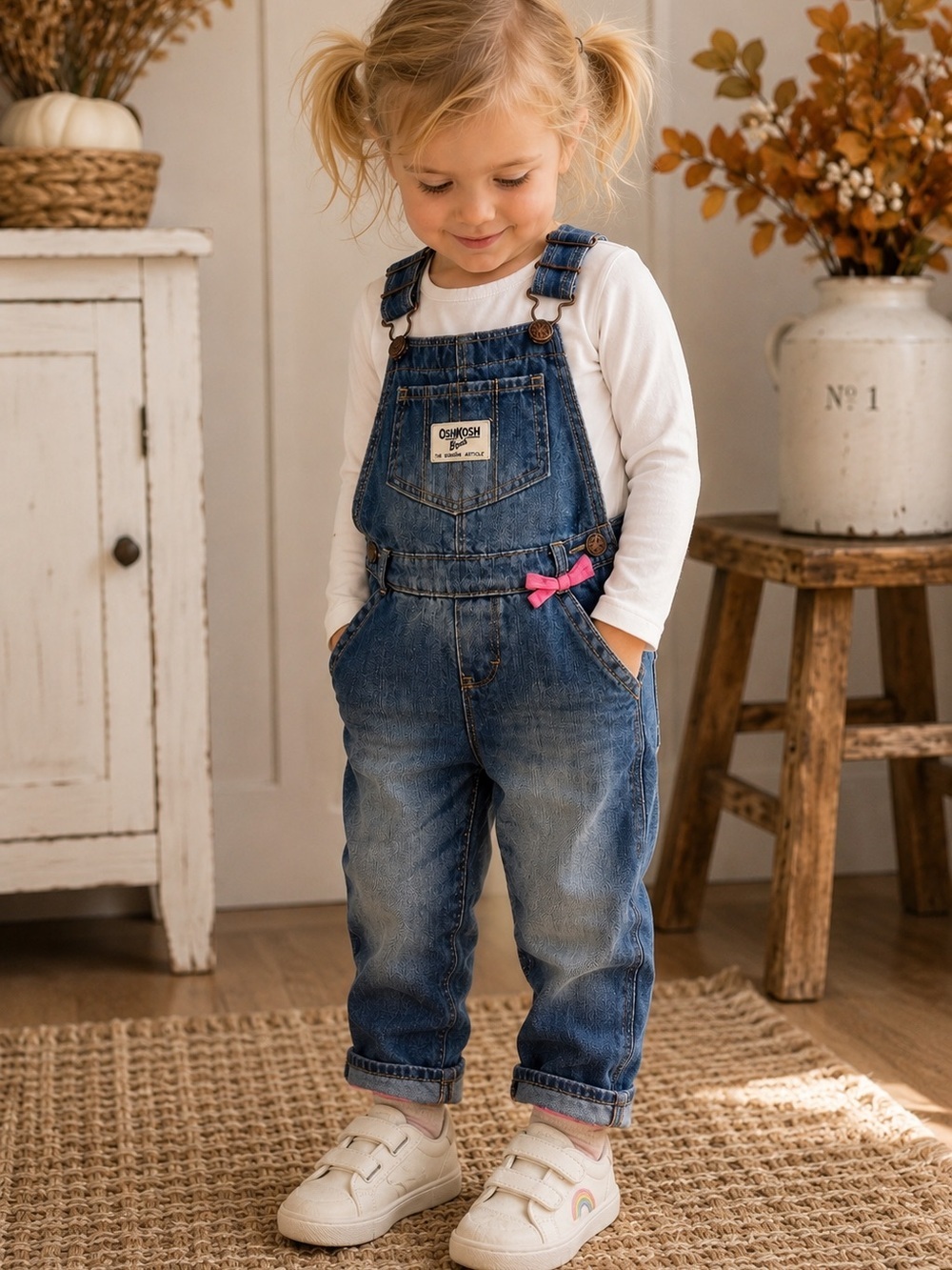 OshKosh B’gosh Fleece Lined Denim Overalls 3T Pink